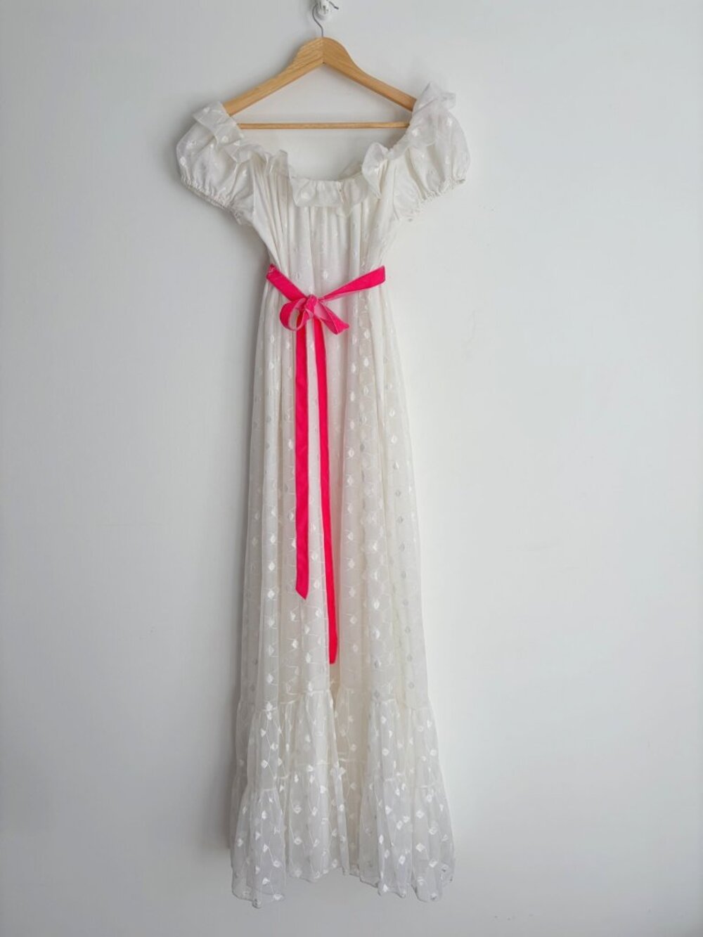 Vintage 1970s Eaton’s Cottagecore Dainty Ruffle Maxi Dress NWT XXS